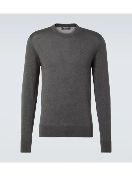Svilen pulover Dolce&gabbana z avtogramom siva