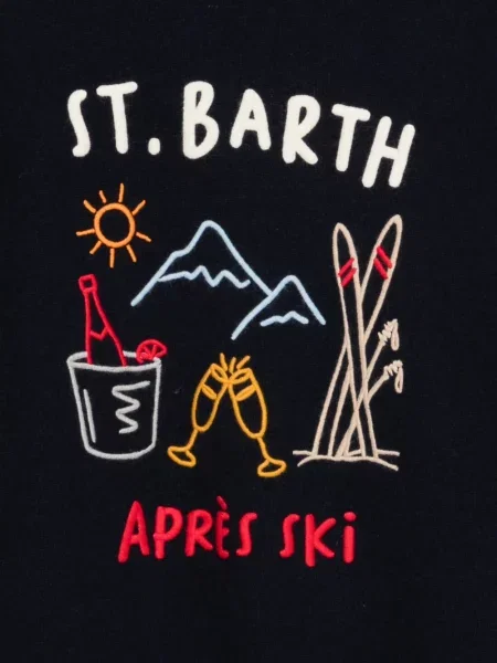 Pulover Mc2 Saint Barth cu broderie albastru