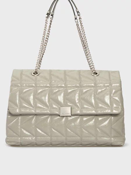 Шкіряна сумка Karl Lagerfeld сіра