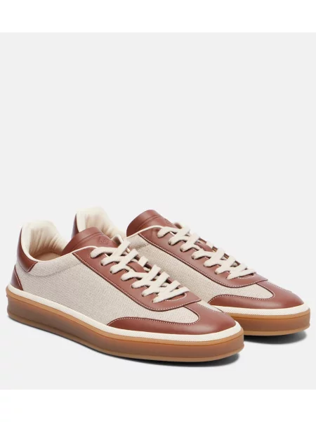 Sneakerși Loro Piana din piele tenis maro