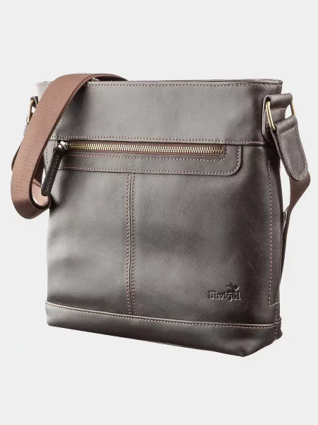 Кожаная сумка через плечо Shvigel коричневая