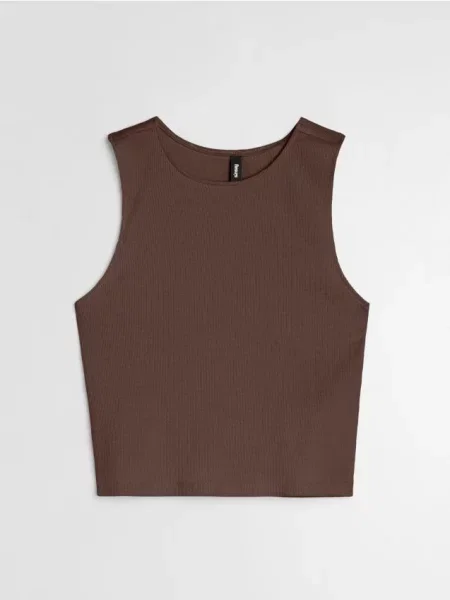 Базовий топ з пружками коричневий