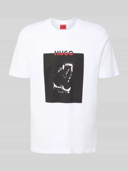 HUGO t-shirt z nadrukiem biały