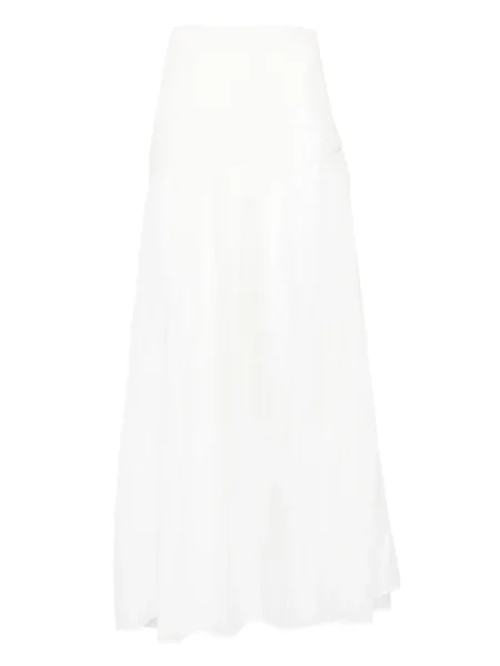 Fusta plisata Paris Georgia de mătase plisată alb