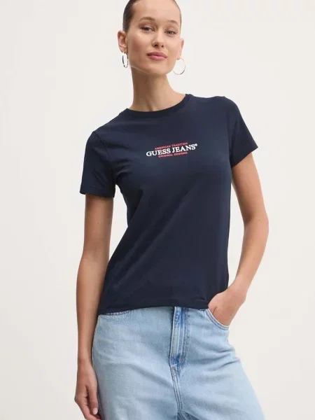 Тениска Guess Jeans тъмносиньо
