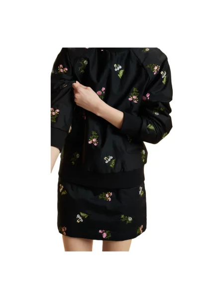 Haftowana mała mały spódnica mini Cynthia Rowley czarna