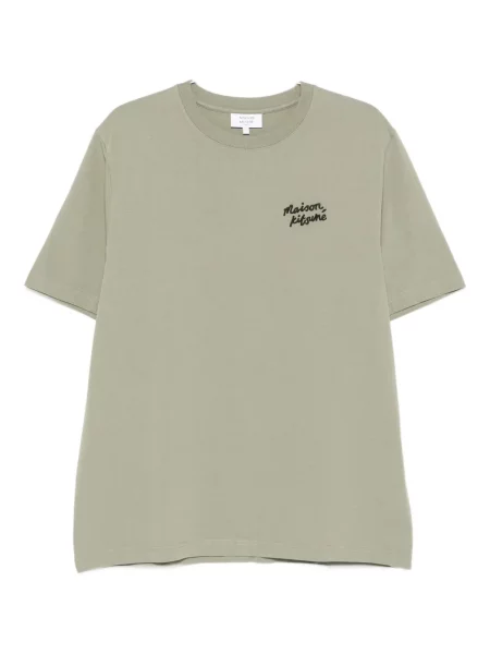 Tričko Maison Kitsuné s výšivkou zelené