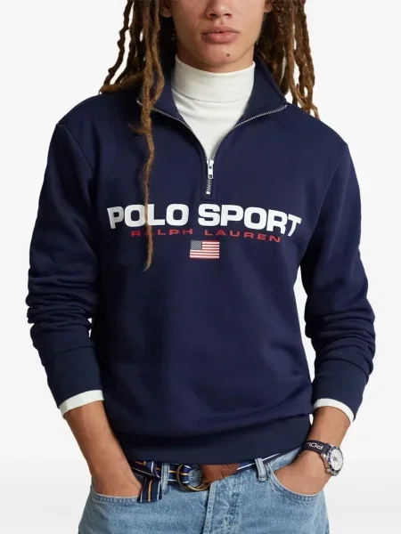 Haftowane szorty jeansowe Polo Ralph Lauren skórzane na ramiączkach niebieskie