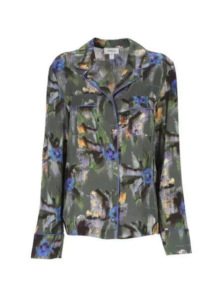 Cămașă Off-white cu model floral cu imagine alb