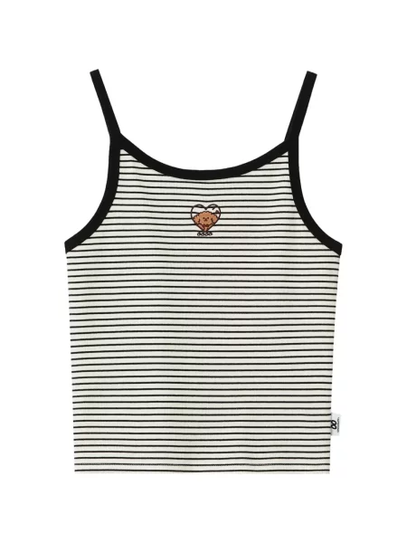 Top Chocoolate cu broderie cu dungi