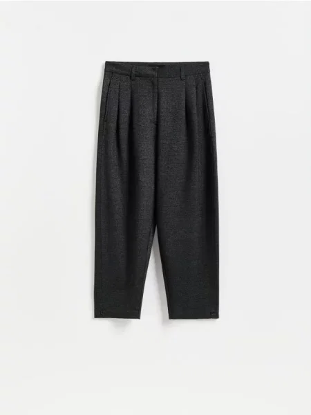 Reserved Pantaloni cu pliuri gri-închis gri