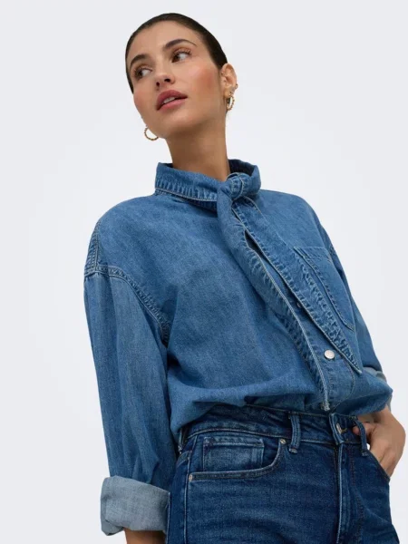 ONLY Blúzka ONLALISIA denim modrá