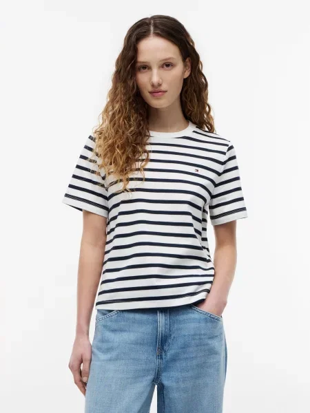 TOMMY HILFIGER Tricou bleumarin alb