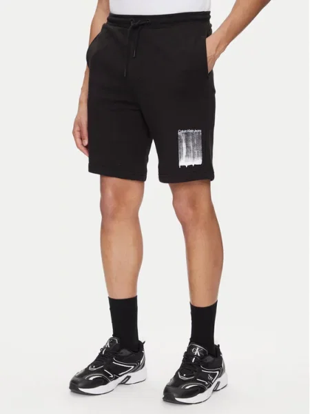 Calvin Klein Jeans Sportske kratke hlače Brush Stroke crna
