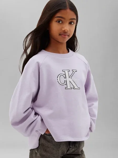 Calvin Klein Jeans dukserica za djecu od pamuka ljubičasta