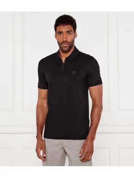 BOSS Tricou Passerzip' negru