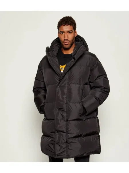 De puf palton cu bretele negru