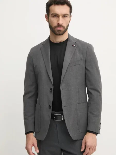 Suknjič s primesjo volne Tommy Hilfiger siva