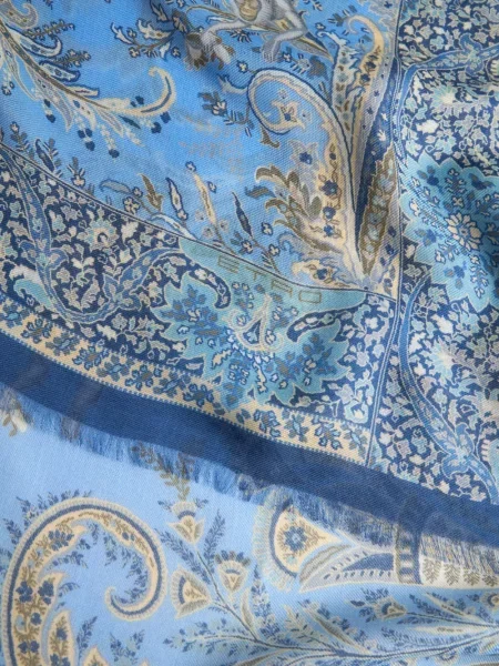 Fular Etro cu model paisley albastru