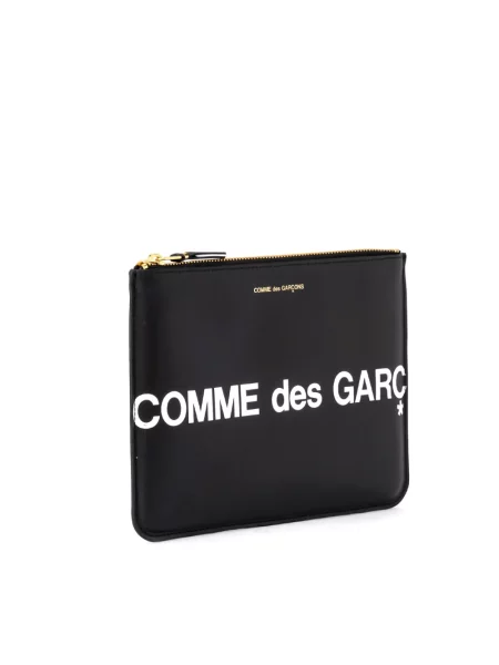 Portfel Comme Des Garcons skórzany z logo czarny