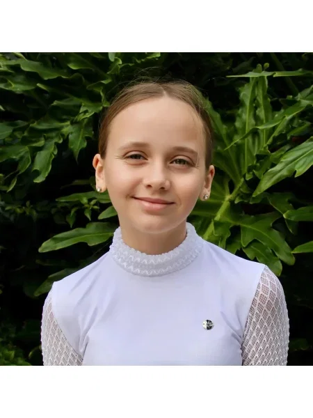 Dziewczęca konkursowa koszulka polo Cavalliera Luxe biała