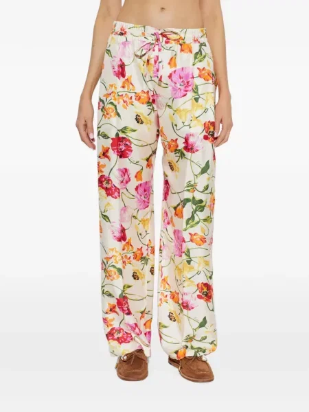 Pantaloni Kenzo de mătase cu model floral cu imagine