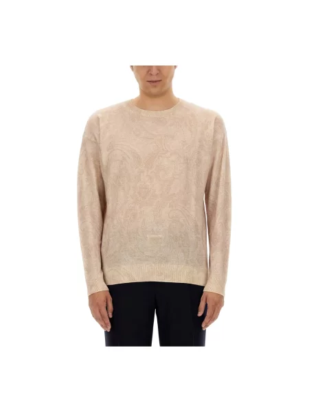 Dzianinowy sweter Etro beżowy