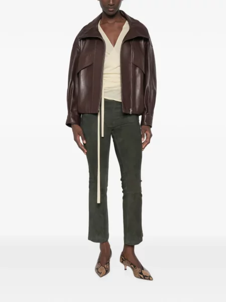Pantaloni Arma din piele verde