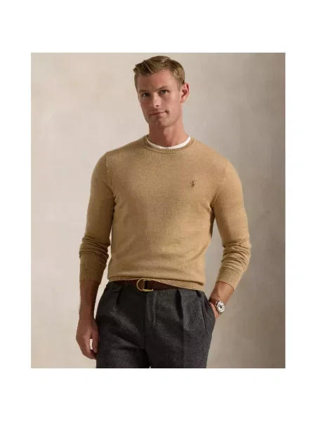 Sweter Polo Ralph Lauren wełniany z logo brązowy