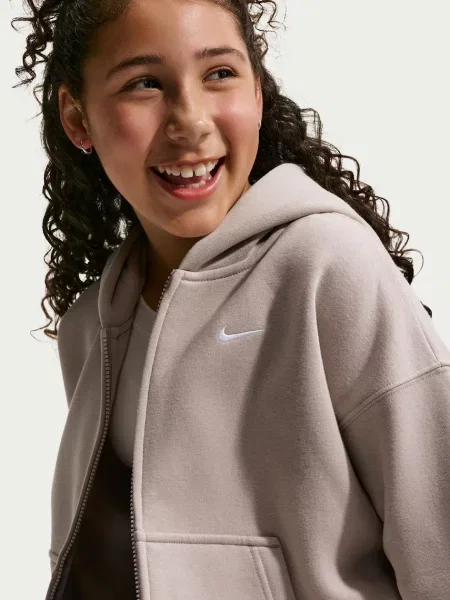 Nike кофта на застібці з капюшоном дитяча з бавовною Sportswear Studio Fleece