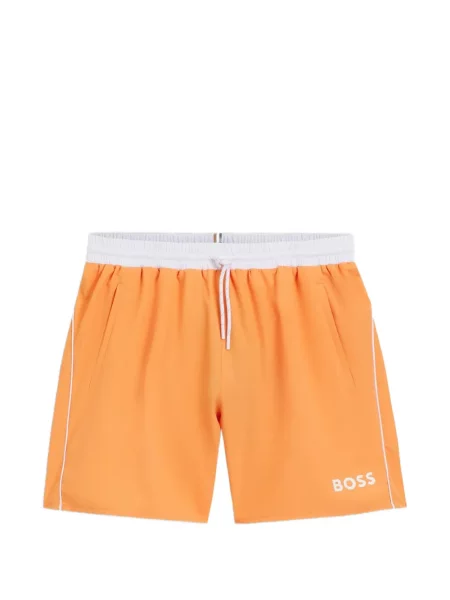 Slip de baie Boss cu dungi cu cordon portocaliu