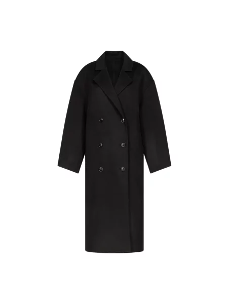 Długi trencz Loulou Studio wełniany czarny