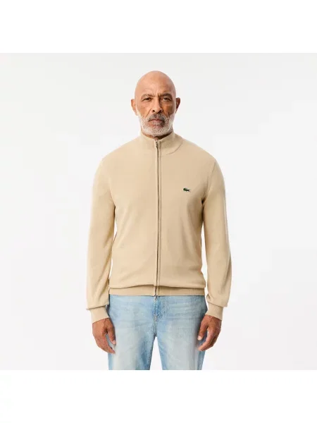 Monochromatyczny sweter z wysokim kołnierzem i zamkiem błyskawicznym