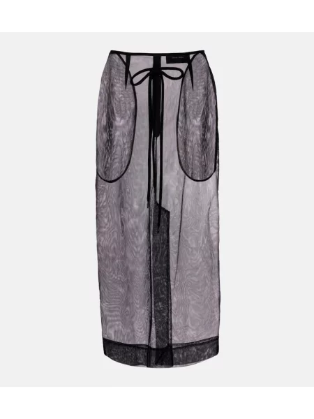 Fustă midi Simone Rocha cu funde din tul până la genunchi negru