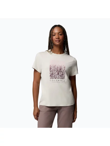 Дамска тениска Columbia Parsons Point SS Graphic Tee dark stone heather/treescape бежово