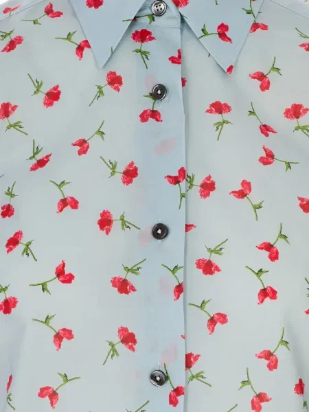 Cămașă Jil Sander cu model floral cu imagine albastru