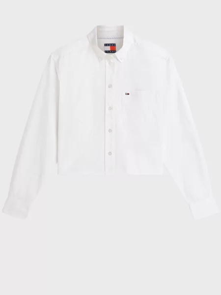 Укороченная джинсовая рубашка Tommy Jeans белая