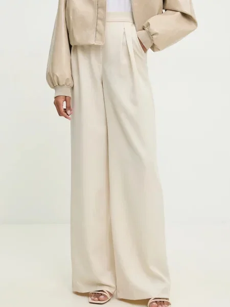 Answear Lab spodnie szerokie high waist beżowy