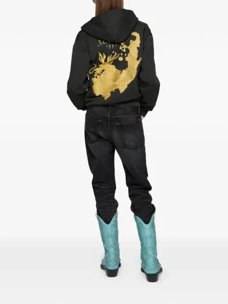 Hanorac cu glugă Acne Studios cu broderie negru