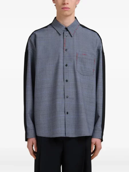Kostkovaná dlouhá košile Marni šedá