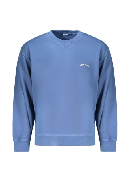 Pulover Pepe Jeans cu broderie cu decolteu rotund albastru