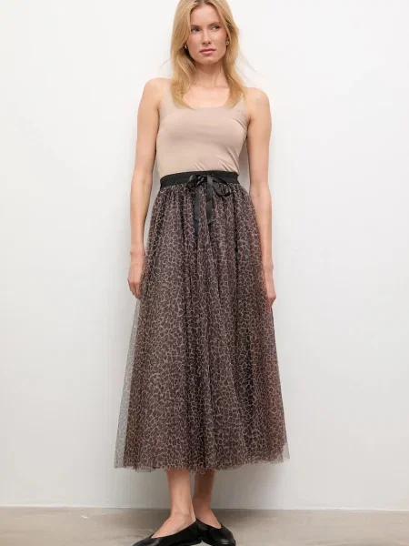 Fustă midi Answear.lab până la genunchi maro