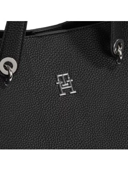 TOMMY HILFIGER Nákupní taška / stříbrná černá