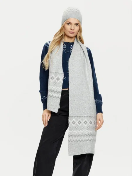 Шапка и шал с вълна Guess сиво