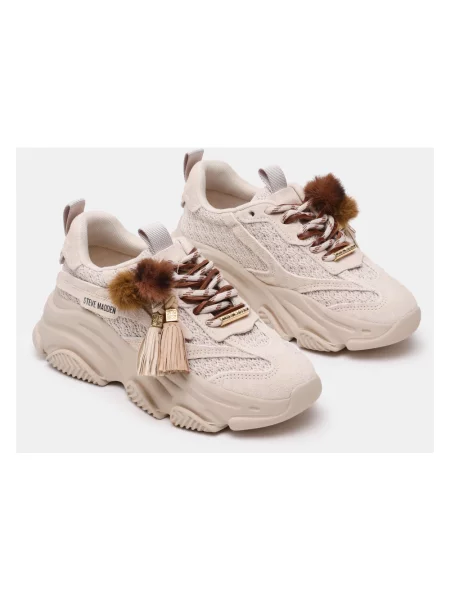Sneakersy Steve Madden zamszowe na platformie beżowe