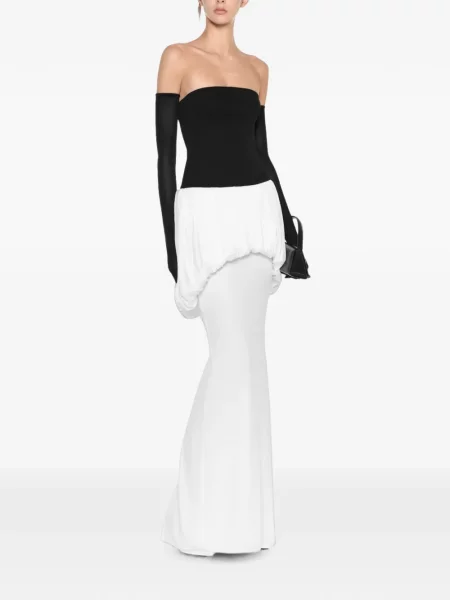 Rochie maxi Chats By C.dam drapată fără bretele alb