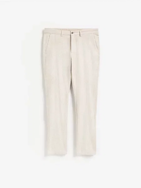 Reserved Pantaloni slim fit cu imprimeu mărunt bej