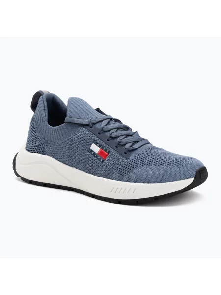 Sneakerși Tommy Jeans tricotate albastru