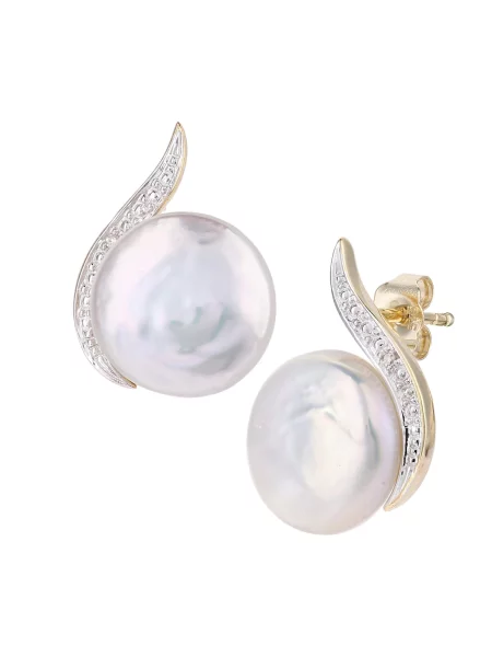 DIAMANT LETERNEL Fülbevalók Ohrringe aus Gelbgold mit Karat Diamant mit Perle arany