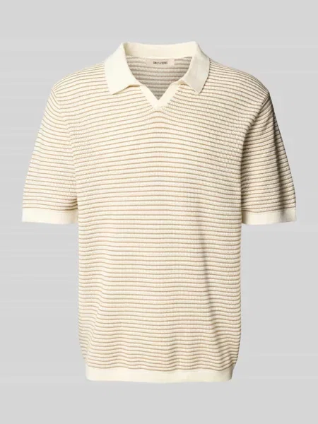 Koszulka polo z prążkowanymi wykończeniami model ‘KIAN’ Only & Sons beżowe